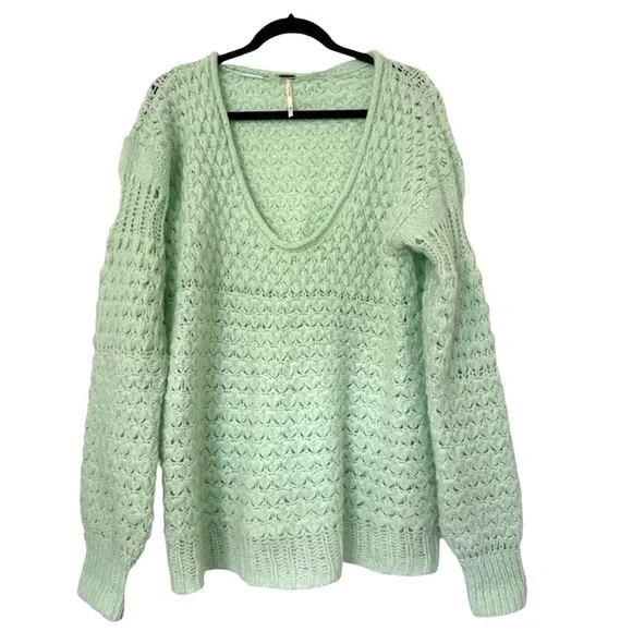 Free People Crashing Waves Mixed Knitting Wool Blend Sweater Womens Medium